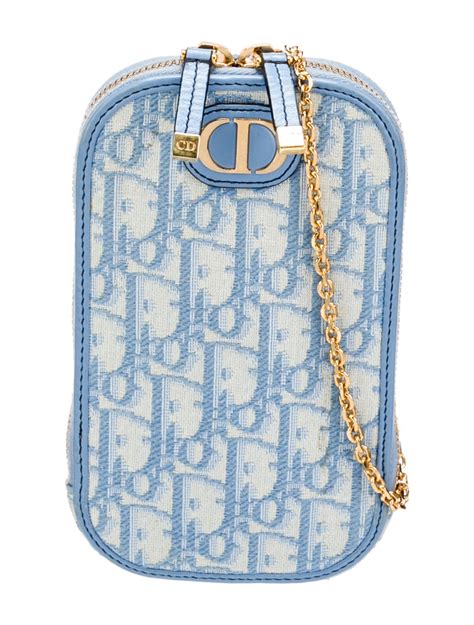 CHRISTIAN DIOR Oblique 30 Montaigne Phone Holder Blue .